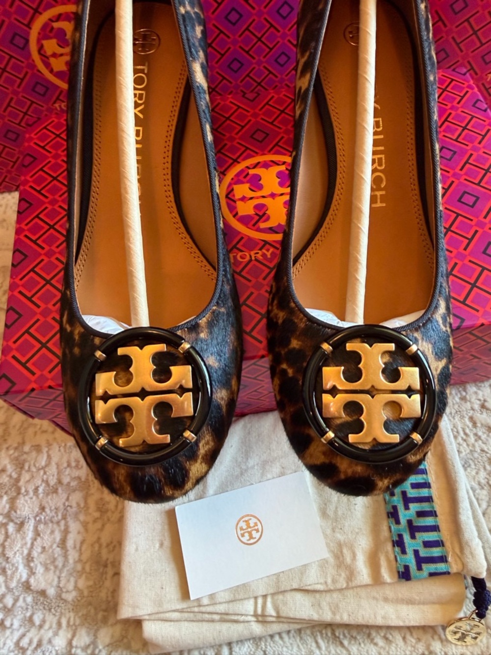 Tory Burch Leopard Print Block Heel Pumps - Brown/Black/Gold - Picture 6 of 10